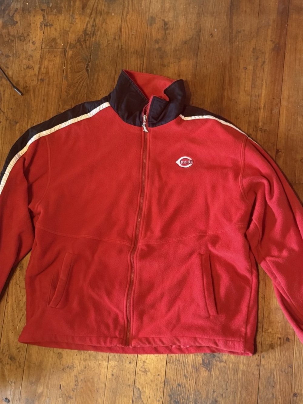 Rare 90s Cincinnati Reds GIII Sports Fleece Full Zip Sweatshirt XL Red & Black